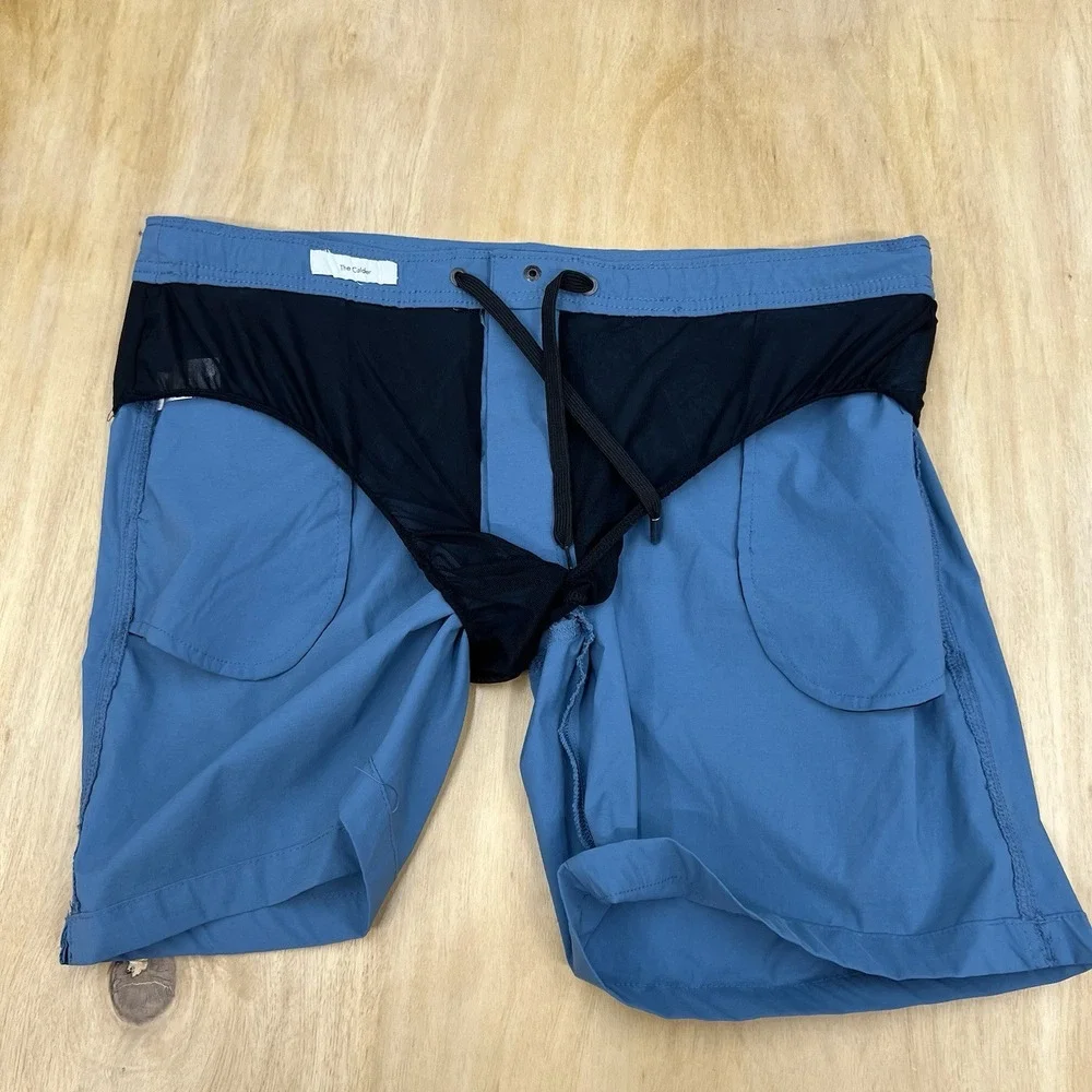Onia The Calder Swim‎ Trunks Lined Shorts Mens 36x7 Blue Performance Drawstring - Picture 10 of 14